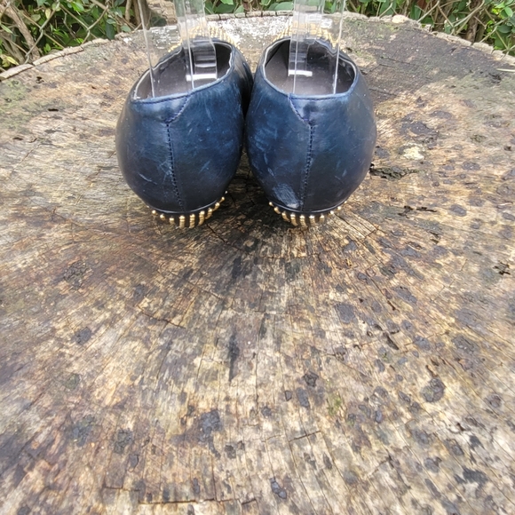 Women Vintage Leather Navy And Gold Studded Pumps By Sesto Meucci Of size 5.5M - Picture 4 of 8